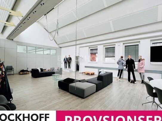 800 - 6.384 m² | lichtdurchflutet durch Sheddächer | Geeignet für Showroom, Fitness o. ä. + Lager