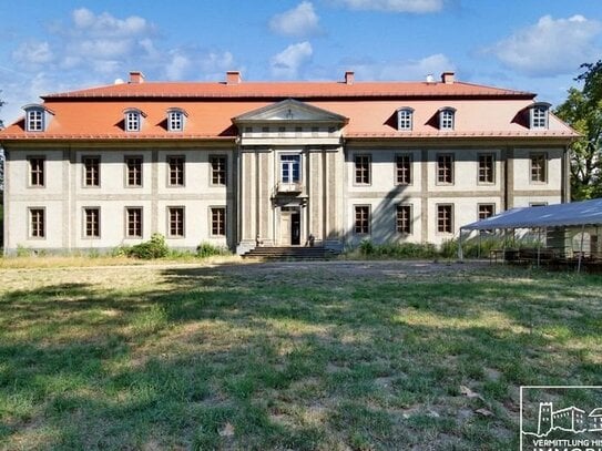 Teilsaniertes Schloss des Klassizismus zwischen Leipzig und Dessau