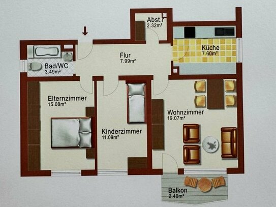 Sehr schöne 3-Zimmer-Wohnung in Würzburg
