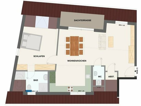 Moderne 2-Zimmer-DG-Wohnung in Eschborn, Keller, Tiefgarage, barrierefrei