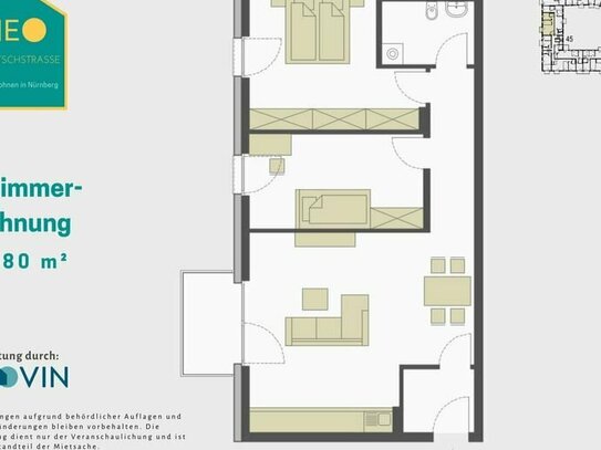 Erstbezug NEO Nopitschstrasse: Helle, große 3-Zi.Whg. mit offener Wohnküche und Balkon in Hohe Marter!