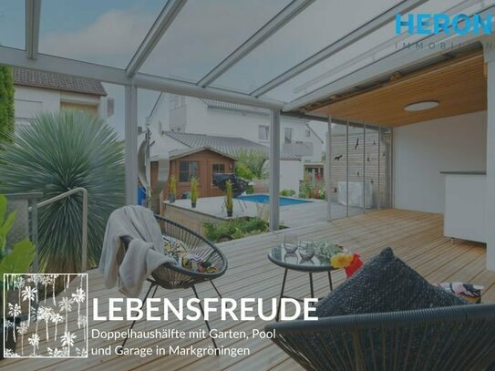 RESERVIERT LEBENSFREUDE - Doppelhaushälfte mit Pool, Garten und Garage in Markgröningen