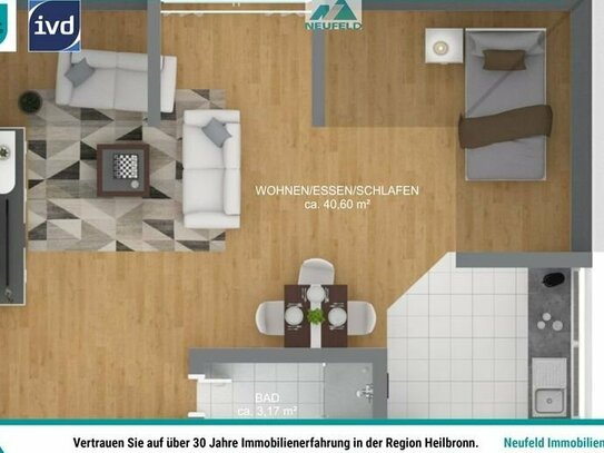 Helle 1-Zimmer Wohnung in Zentraler Lage zu vermieten!