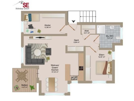 Erdgeschosswohnung (3 Zimmer) mit Balkon in Ellwangen-Rindelbach