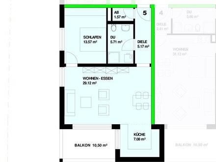 Neubau: 2-Zimmer Obergeschoss mit Balkon in Steinen - Höllstein Nr.5