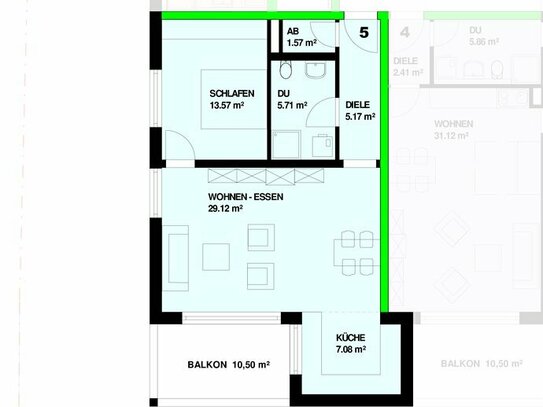 Neubau: 2-Zimmer Obergeschoss mit Balkon in Steinen - Höllstein Nr.5