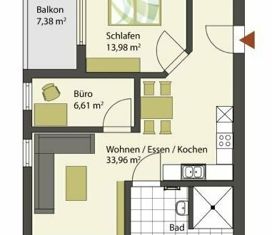 Stilvolle 3-Zimmer-Wohnung mit Einbauküche und Balkon in Leinach