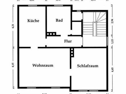 2-Raum-Wohnung in einem 3 Familienhaus im 1. OG ab sofort zu vermieten