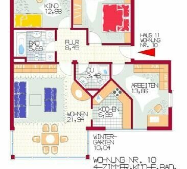 Kapitalanlage: 4 Zimmer Wohnung mit zwei Bädern