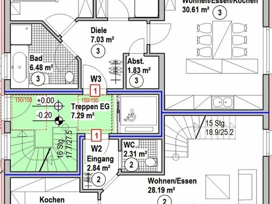 Neubau Maisonette Eigentumswohnung Nr. 2 mit 92,2m² EG + OG in Mettlach-Keuchingen