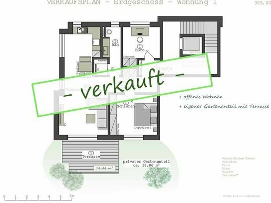 *VERKAUFT* Hochwertige Eigentumswohnung mit privatem Garten, 3 Zimmer, 78,10 m², Pleinfeld am Brombachsee