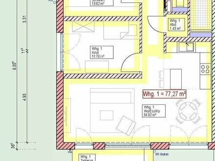 Neubau 3 Zimmerwohnung mit Terrasse und Gartenanteil inkl. Tiefgaragenstellplatz in Vöhringen provisionsfrei verkaufen.