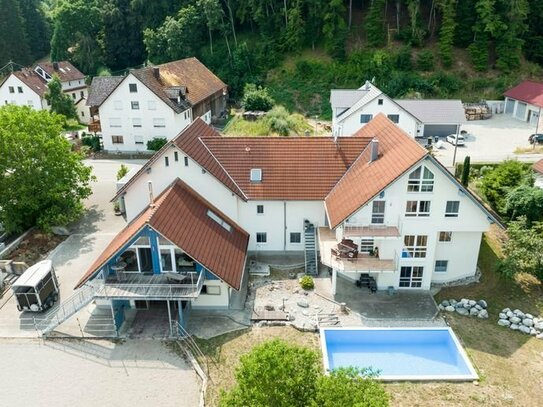 Schönes MFH mit 4 Wohneinheiten mit Pool und Anbau, Reitstall und Koppel in schöner Lage in Hasberg
