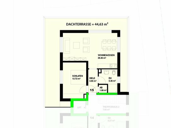 Neubau: 2-Zimmer Dachgeschoss mit Dachterrasse in Steinen - Höllstein Nr.15