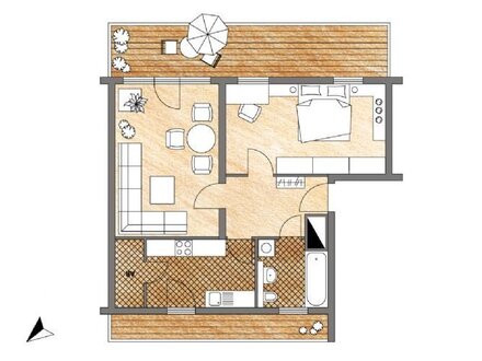 Ruhige, sonnige 2-Zimmer und Terrasse mit Weitblick - Oberste Etage 5. OG Aufzug - ÖPNV-Anschluss - ab 1.4.2024