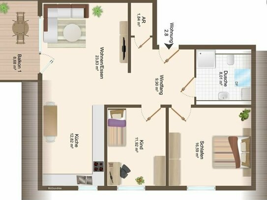 Barrierefrei & großzügig Geschnittene 3-Zimmerwohnung im DG.