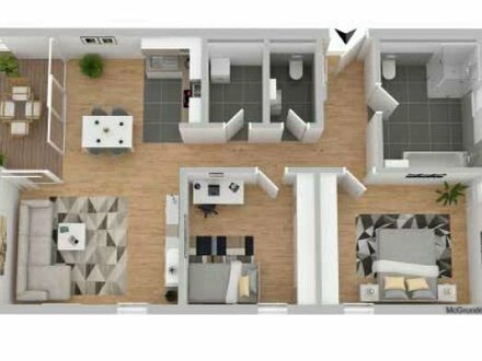 Erstbezug - Geräumige 3-Zimmer-Wohnung mit Terrasse und Gartenanteil