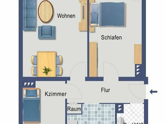 Attraktiver Kaufpreis ! Vermietete 2,5- Raum ETW mit Balkon in Düsseldorf-Benrath zur Anlage !