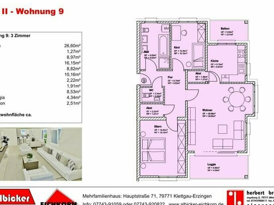 3-Zimmer Eigentumswohnung in Klettgau (79771)