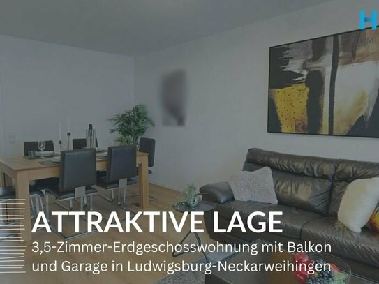 ATTRAKTIVE LAGE - 3,5-Zimmer-Erdgeschosswohnung mit Balkon und Garage in Ludwigsburg-Neckarweihingen