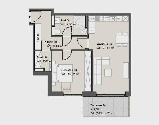 Neubau-Whg mit Terrasse und Carport H1WE04