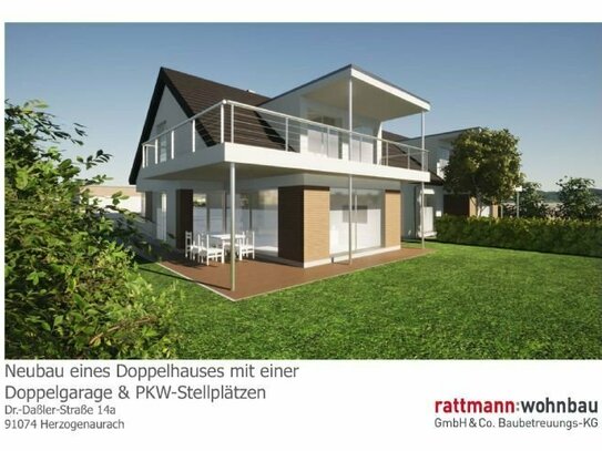 Neubau einer Doppelhaushälfte mit Doppelgarage