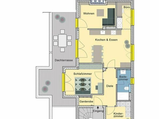 Modernes Wohnen in Bestlage: 3 Zi. Whg. mit herausragendem Grundriss und großer Dachterrasse B2.3