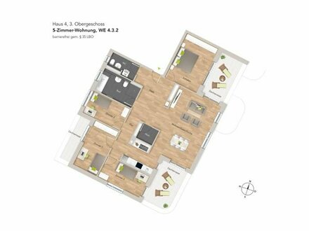 5-Zi-Penthousewohnung mit 3 Dachterrassen in Steinen | WE432