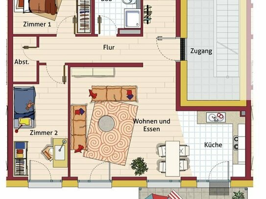 Helle 3-Zimmer Wohnung mit Balkon