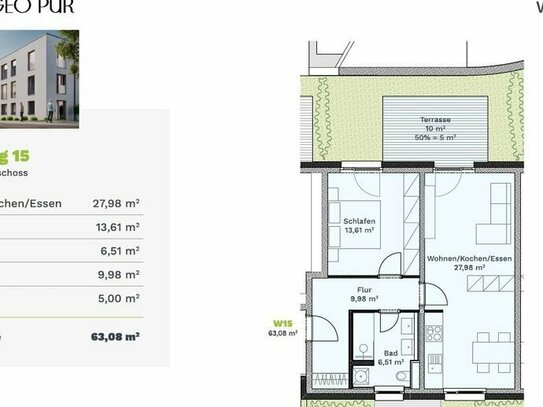 Schöne 2 Zimmer-Wohnung mit kleinem Garten, KfW40 Neubau