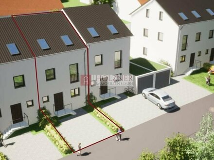 (RMH) Neubau Reihenmittelhaus mit Erdgeschoss, Obergeschoss, Dachgeschoss und Keller sowie Gartenanteil, Garage und Ste…