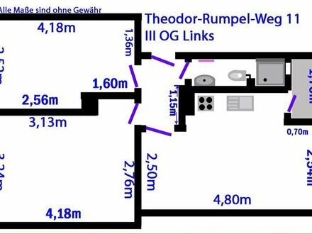 2 Zi.-Whg,mit Balkon Küche mit Herd, Duschbad ,