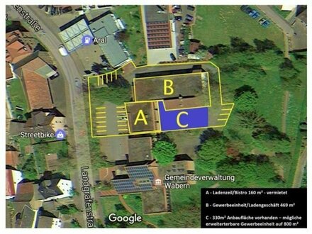 -PROVISIONSFREI- Gewerbeeinheit (Halle/Ladengeschäft) oder Laden mit 26 Parkplätzen im Zentrum von Wabern zu vermieten