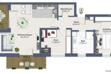 NEUBAU-ERSTBEZUG: Chice 3-Zimmerwohnung mit zwei Balkonen in Ergoldsbach!