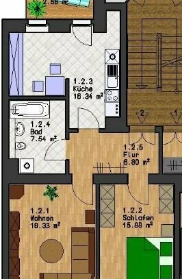 2-Zimmer Wohnung mit Balkon in Gohlis mit großer Wohnküche
