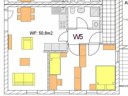 3-Zimmer DG-Studio-Whg, hell, modern, Zentralheizungen über Fernwärme der Geimeinde, energiesparend