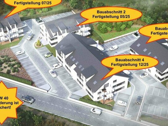 Zweiter Bauabschnitt - Neubau – 3-Zimmerwohnung mit Balkon; Wärmepumpe, PV-Anlage; KfW Förderung