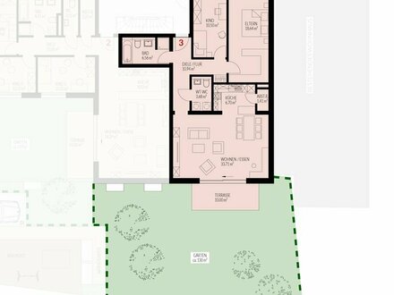 Neubau: 3-Zimmer Erdgeschoss mit Garten im Kanderhof, Binzen Nr.3