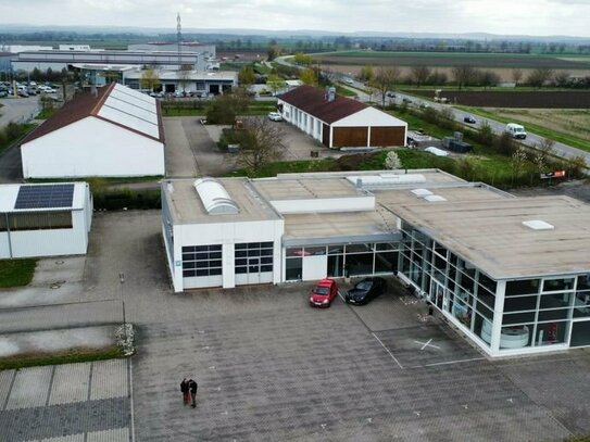 Modernes Autohaus mit Werkstatt und Lagerflächen