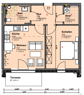 Kaltmiete zzgl. Nebenkosten, for rent at Polarisweg 5 , St. Jürgen , Lübeck (23562)