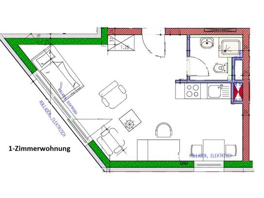 Wohnung 32 m² 1060 € zur Miete Ludwigsburger Str. 0,Zuffenhausen,Stuttgart(70435)