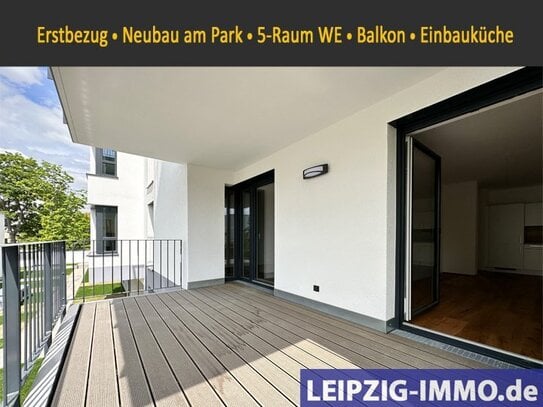 Leipzig: RESERVIERT: Wohnen am Park ** Neubau ** 5-Raum WE **großer Balkon ** Einbauküche ** Tiefgarage