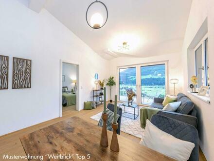 WEITBLICK W3: traumhafte 2-Zimmer Wohnung in Sonnenhanglage mit unverbautem Panoramablick und Privatgarten