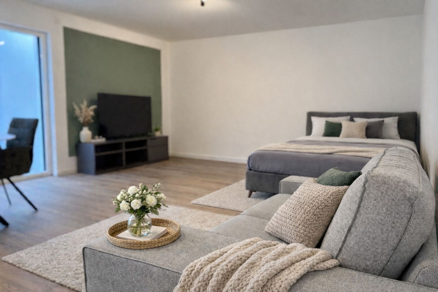                                                               Modern m&ouml;blierte 1,5 Zimmer Wohnung im Neubau                                                       in Ehingen (Augsburg)