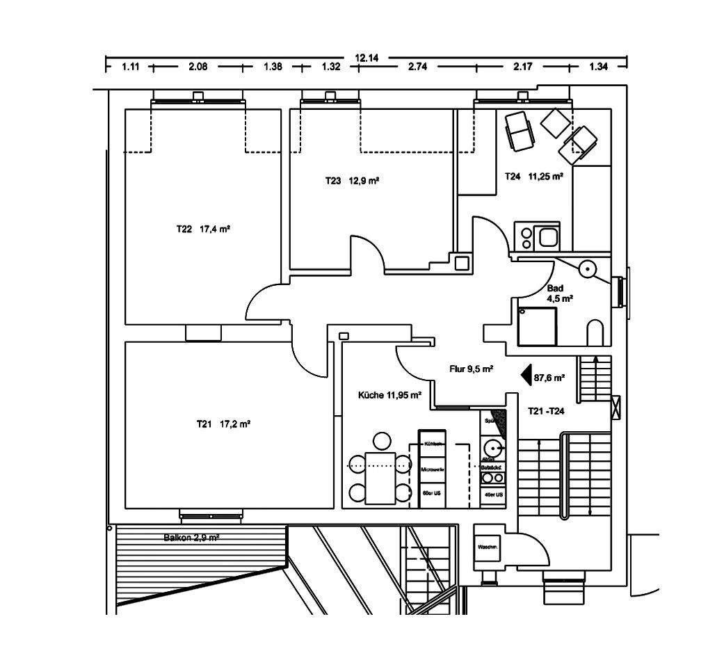                                                               Moderne 4-Zimmer-Wohnung mit Balkon &ndash; Voll m&ouml;bliert, Keine Kaution, inkl. Reini&hellip;                                                       in Oberhausen (Augsburg)