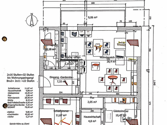 Dornheim - Traumhaftes Wohnen im Dachgeschoss: 84 qm Wohnung mit 42 qm Dachboden und Balkon