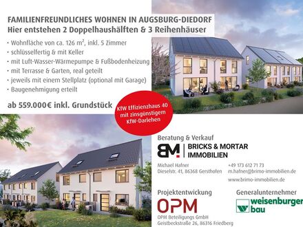 Diedorf - KfW Effizienzhaus 40 FAMILIENFREUNDLICHES WOHNEN Reiheneckhaus mit 126m² und SW-Terrasse