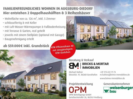 Diedorf - KfW Effizienzhaus 40 FAMILIENFREUNDLICHES WOHNEN Doppelhaushälfte mit 126m² und SW-Terrasse