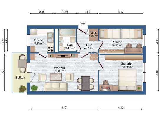 Schmölln - Gemütliche 3-Zimmer-Wohnung im 2. Obergeschoss mit EBK, Balkon und Dusche