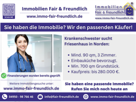 Norden - Krankenschwester sucht Friesenhaus in Norden und näherer Umgebung